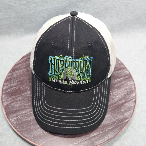 Sierra Nevada Optimum Trucker Hat Black & White Mesh Adjustable Back - Picture 1 of 11